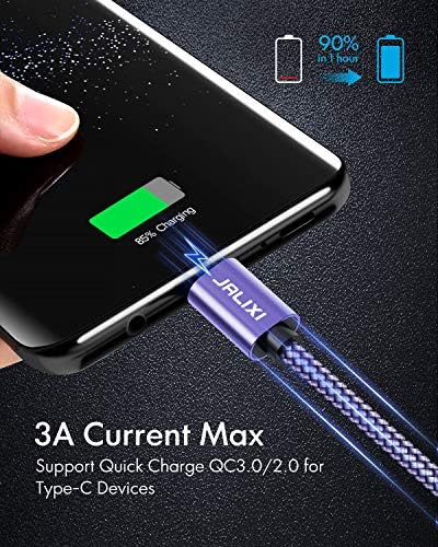 Jalixi [3-pack 10ft] כבל USB C ארוך, USB A לקלד C כבל C מטען מהיר קלוע תואם עם Samsung Galaxy S21 S21
